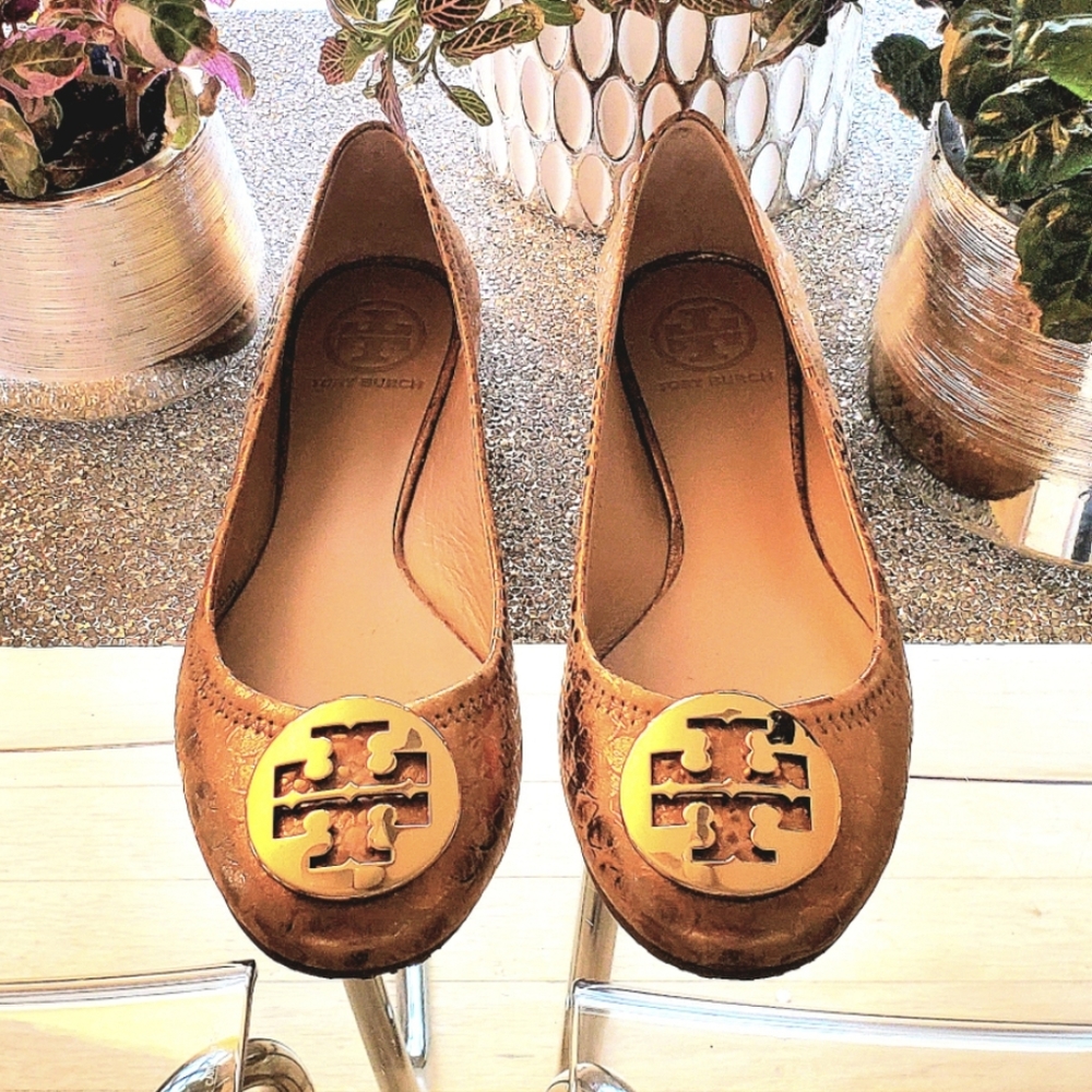 Tory Burch | Gold Snakeskin Flats | Worn Once!